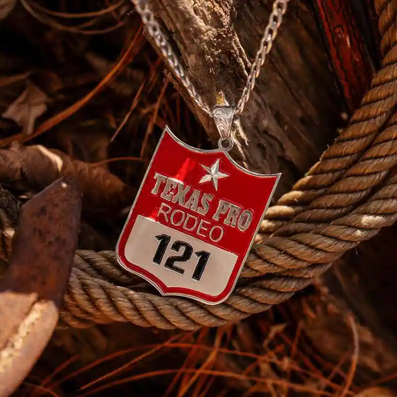 Texas Pro Rodeo customizable pendant with sterling silver chain